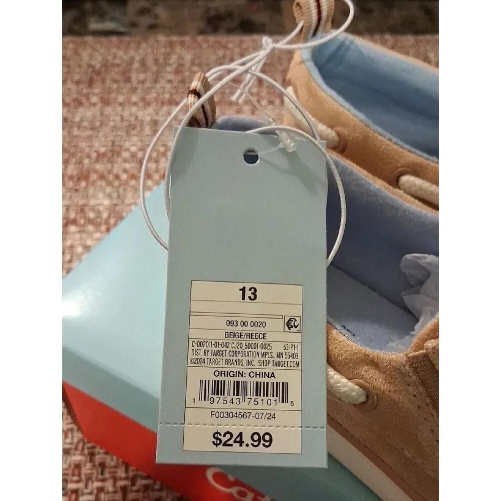 Cat & Jack Reece Boys Slip On Shoes Beige Size 13 New With Box